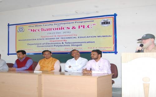 MSBTE Approved & Sponsored Faculty Development Programme  on  Mechatronics & PLC Dated 19-23 Dec 2016